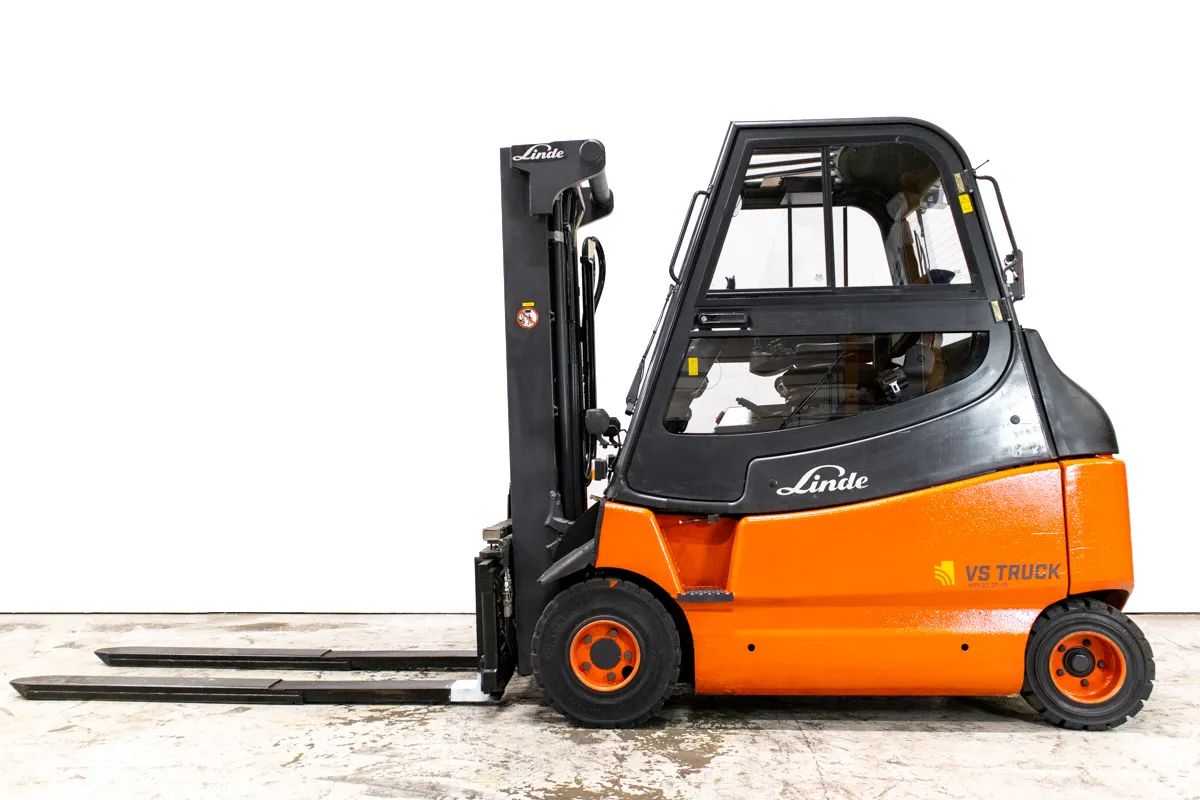 53129 Linde E25 begagnad motviktstruck med utskjutande gafflar