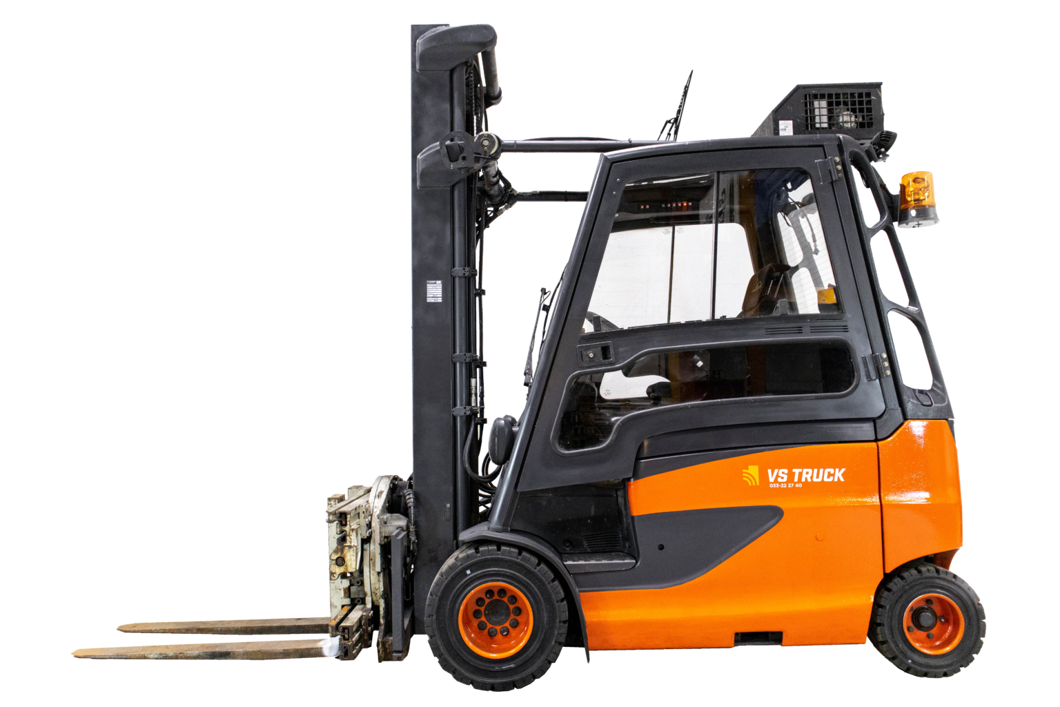 begagnad linde el motviktstruck med hytt