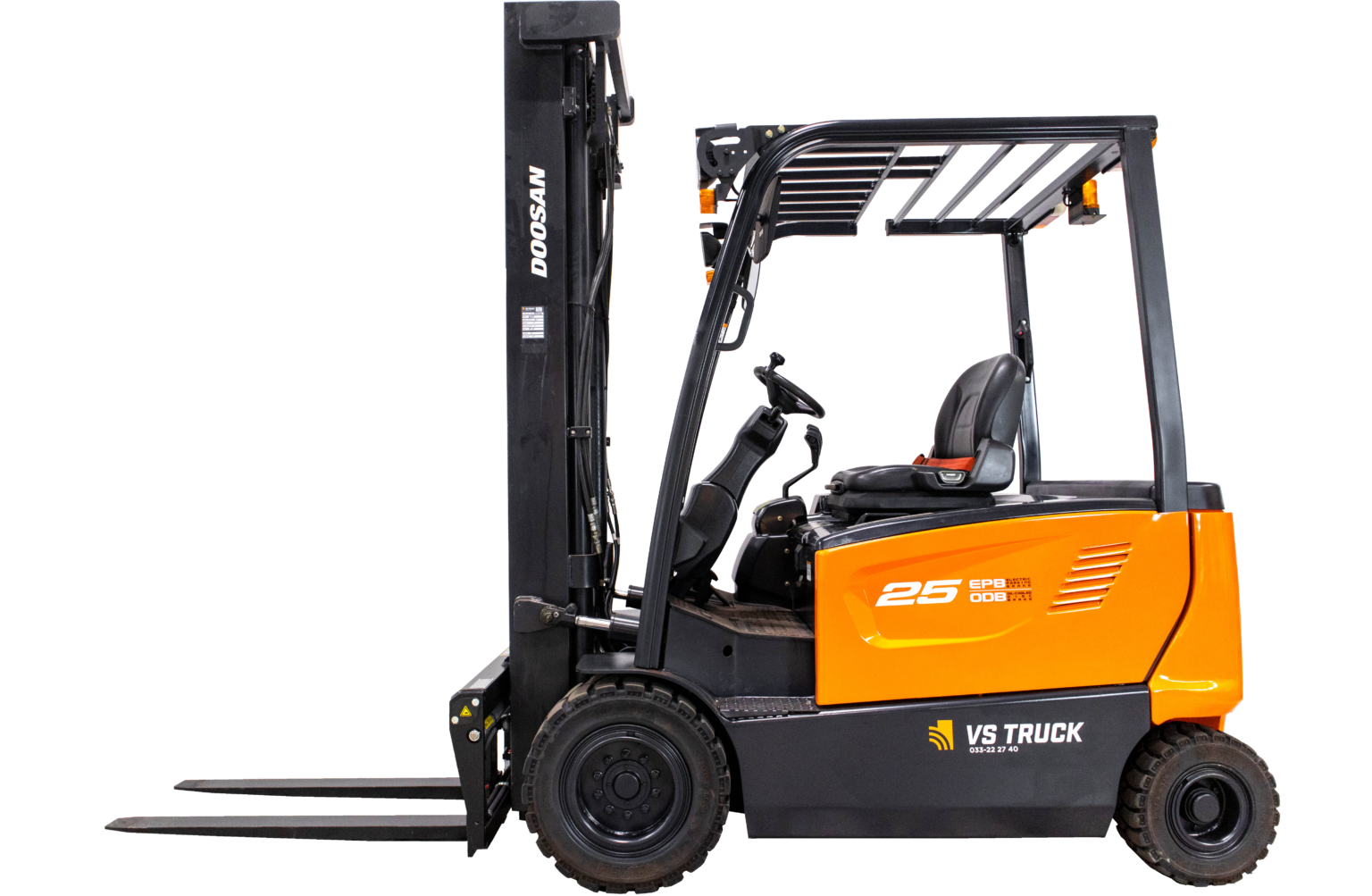 begagnad orange eldriven motviktstruck från Doosan