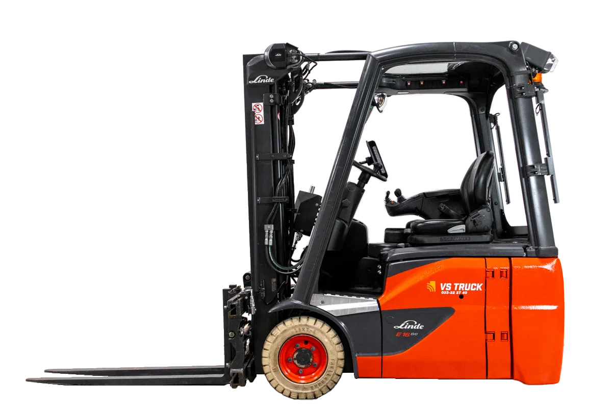 53206 Linde E16 begagnad motviktstruck med duplex stativ