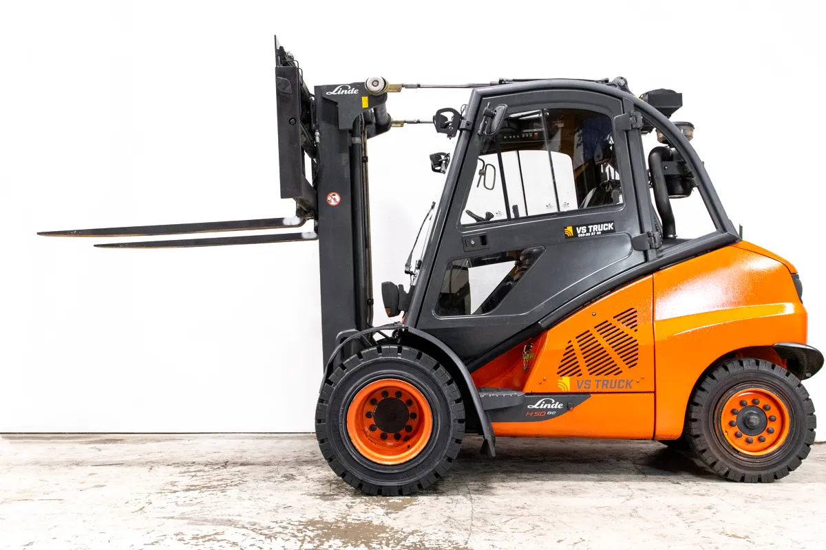 Linde H50D begagnad diesel motviktstruck med frilyft