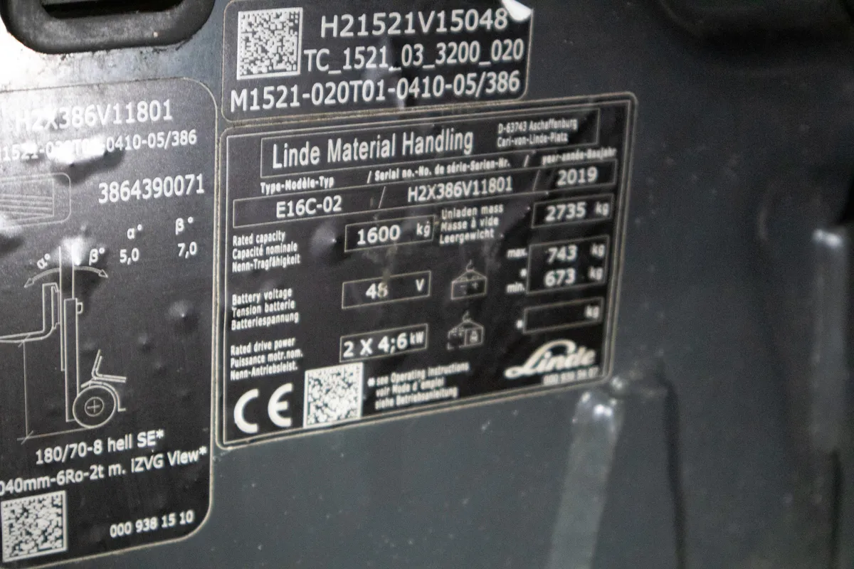 53206 Linde E16 begagnad motviktstruck